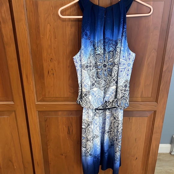 London Times Blue patterned dress - Picture 5 of 5